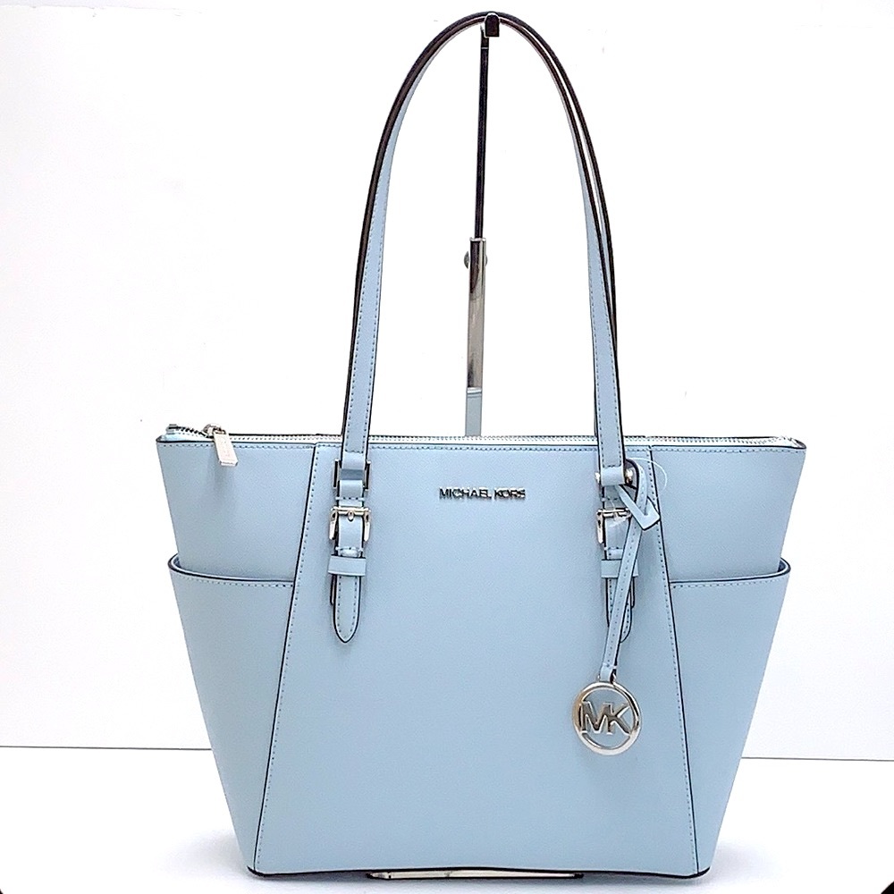 MICHAEL KORS CHARLOTTE LARGE TOP ZIP TOTE VISTA BLUE COLOR - Picture 3 of 15
